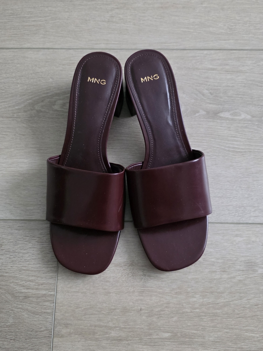 Burgundy Slide Block Heel Sandals - Women